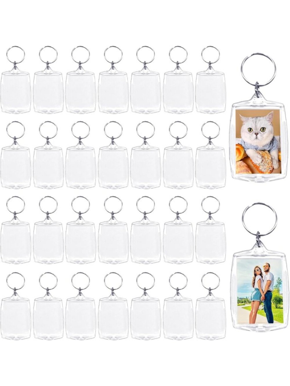 Clear Acrylic Photo Frame Keyring - Personalized Picture Keychain Gift Idea